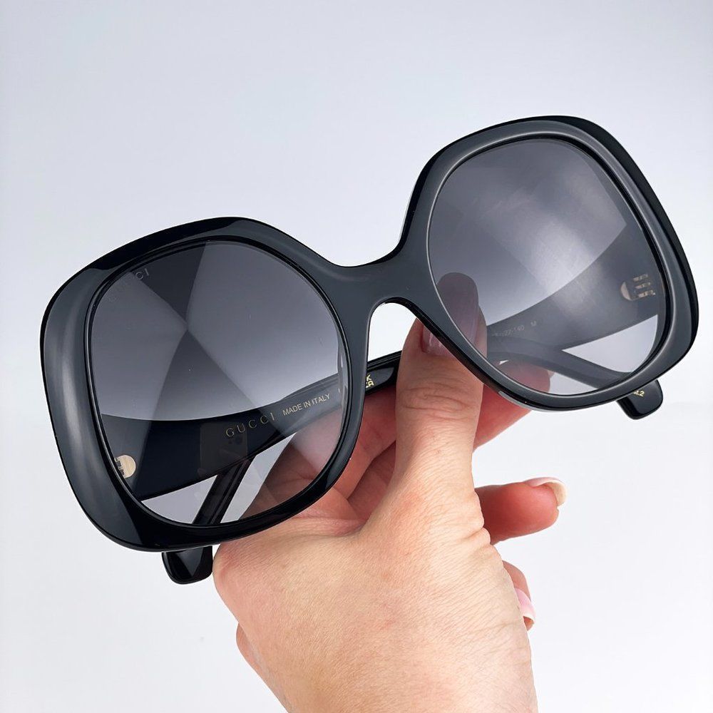🔥Gucci GG1235S 001 Sunglasses Black Grey Gradient Butterfly Oversized Women